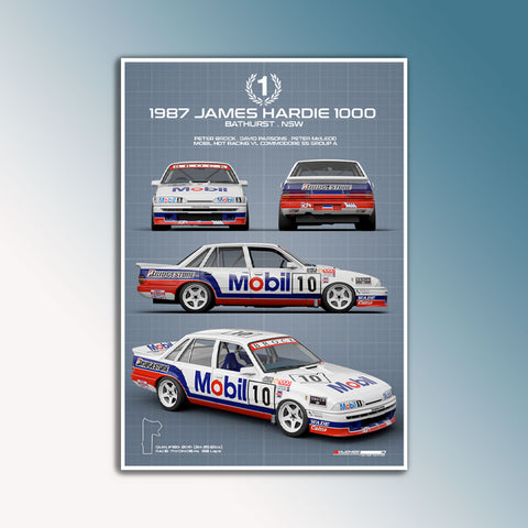 1987 Bathurst 1000 Winner #10 Holden Commodore Brock/Parsons/McLeod Peter Hughes Technica Print
